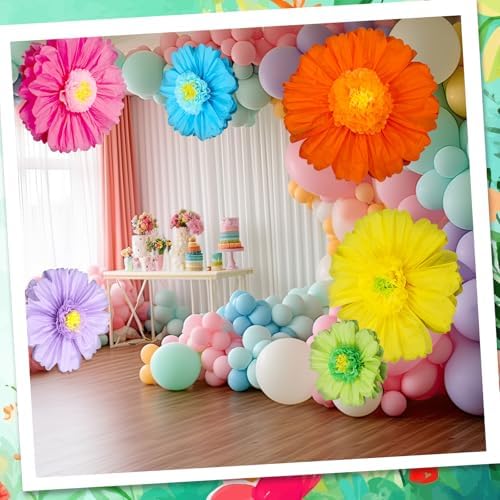 Giegxin 6 Pcs 39.3", 31.5", 24" Mexican Giant Paper Flowers Wall Decor - Image 5