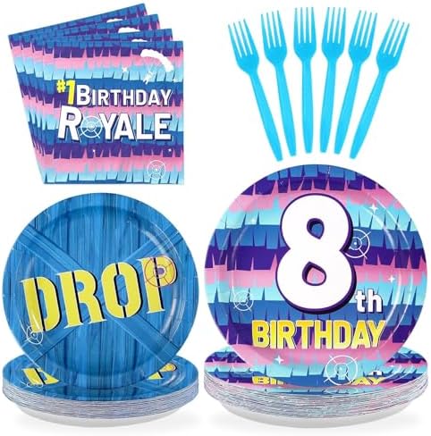 96Pcs 8th Video Game Birthday Party Decorations, Serves 24 by Greencian