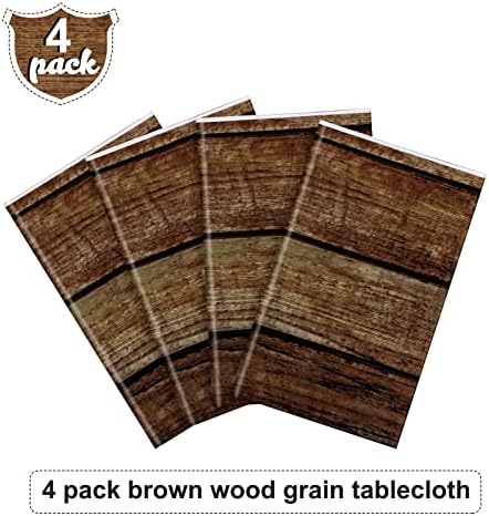 Irenare 4 Pcs Brown Wood Grain Western Tablecloth Plastic - Image 4
