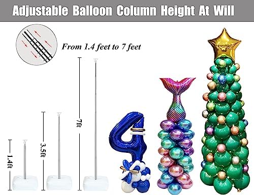 LANGXUN 2 Sets Balloon Column Stand Kits, Adjustable 6ft - Image 3