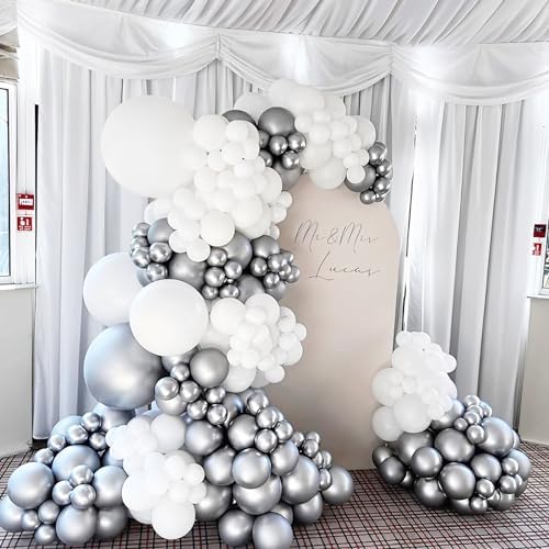 Voircoloria 66pcs Metallic Silver Latex Party Balloons, 12inch - Image 5