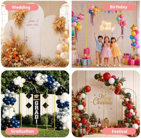 EMART 8/7.2/6.6Ft Metal Arch Backdrop Stand Set 3 for Wedding Party Balloon - Image 7