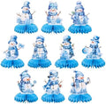 Whaline 10Pcs Winter Honeycomb Centerpieces Blue Watercolor Snowman Honeycomb Decor Winter 3D Table Decoration for Xmas Holiday Birthday Party Supplies by Whaline