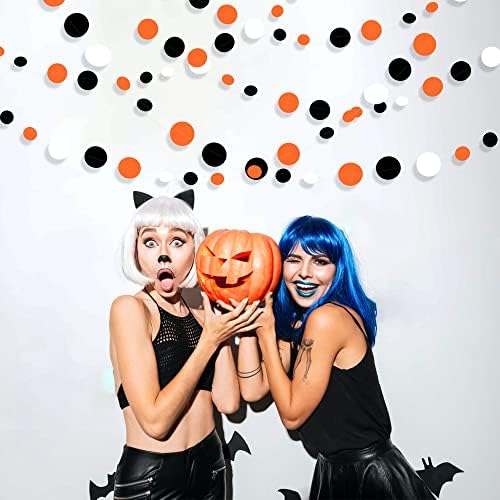 46Ft Orange Black Circle Dot Garland Black Orange and White Polka Dot Hanging Paper Streamer for Birthday Wedding Bridal Shower Fall Autumn Halloween Thanksgiving Party Decorations Supplies - Image 7
