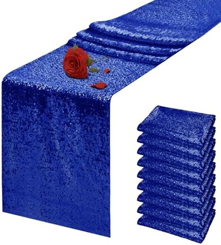 10 Packs 12 x 72 inches Royal Blue Sequin Table Runner by VHH