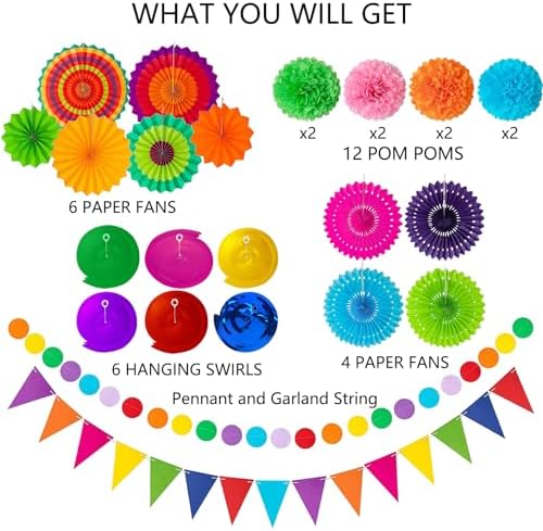 32Pcs Cinco De Mayo Fiesta Mexican Decorations Multi-Color Party Decor - Image 3