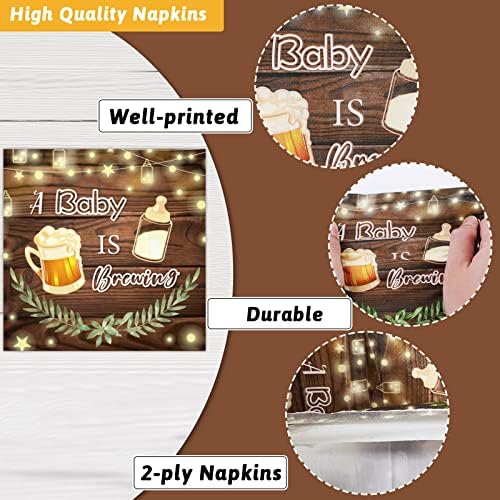 96Pcs A Baby is Brewing Baby Shower Party Supplies Set Plates Napkins Tableware Kit for Birthday Party Paper Tableware Set Table Decorations Favors Serves 24 Guests with Forks - Image 3