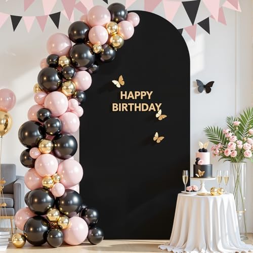 7.2 ft Arch Backdrop Cover Black - Double-Sided Spandex Arch Covers Stretchy Backdrop for Balloon Arches Birthday Party Baby Shower Banquet Wedding Photo Background - Image 5