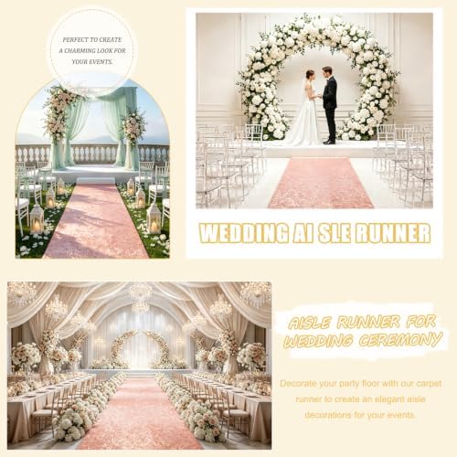 FUHSY Rose Gold Aisle Runner 4ft x 20ft Sequin Aisle Runner Wedding Carpet Aisle Runners Glitter Church Aisle Carpet Walkway Runner Aisle Decoration Sparkly Sequins Runway Rug for Party Outdoor Indoor - Image 6