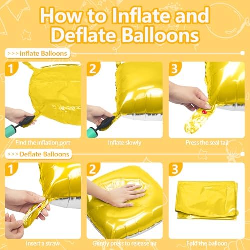 NISOCY 25PCS Yellow White Square Foil Balloons Wall Backdrop - Image 3