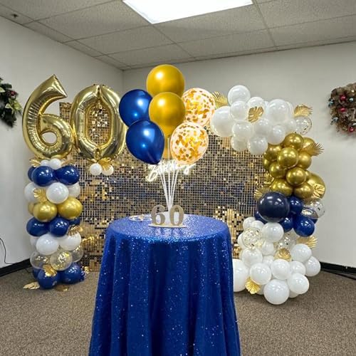 6 Set Balloon Stand Kit for Table Centerpieces With Balloon and Base Party Decorations for Birthday Wedding Retirement Graduation Baby Shower (Navy Gold) - Image 2