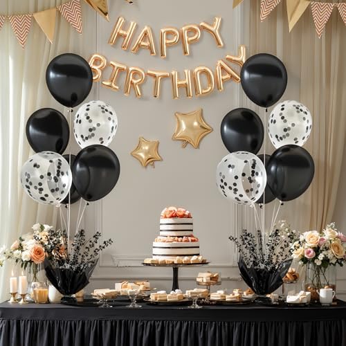 4 Set Black Table Balloons Foil Spray Centerpiece with Black and Confetti Balloons Stand Kit for Birthday Party Baby Shower Wedding Bridal Shower Prom Retirement Graduation Table Decorations - Image 2