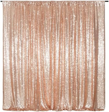 Poise3EHome Rose Gold Sequin Backdrop,8FT x 10FT Sequin Photography Backdrop Curtain for Party Decoration by Poise3EHome