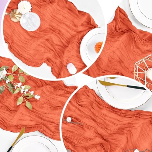 6 Pack Orange Cheesecloth Table Runner 20 x 120 inch Gauze Table Runners 10 FT Long,Semi Sheer Cheese Cloth Fabric Table Runner Bulk for Wedding,Party,Baby Shower,Bridal Shower Decoration - Image 6