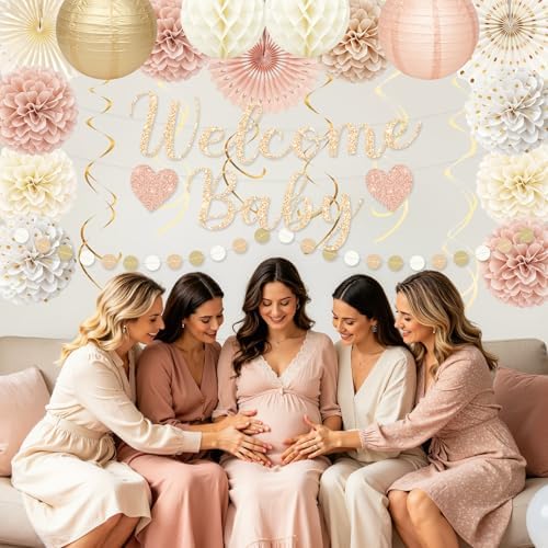 Champagne-Gold Boho Baby Shower Decorations with Banner Fringe Curtains - Image 6