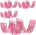 Breling 4 Pcs Pink Ceiling Fringe Curtains, Metallic Foil Drapes, 15 ft by Breling