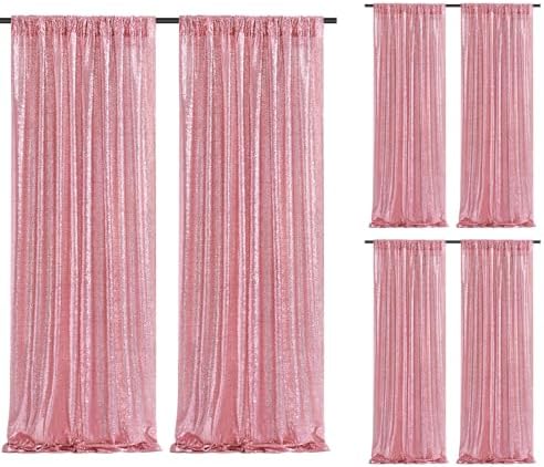 Blush Pink Sequin Backdrop 6 Panels 2ftx8ft Glitter Backdrop Curtains Birthday Party Decoration Photography Backgrounds Fabric Backdrop by SoarDream