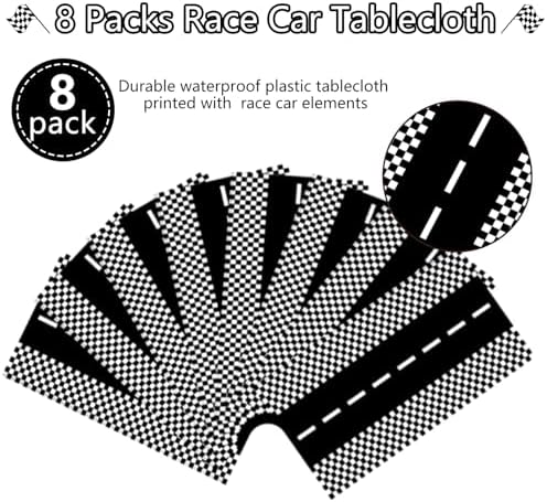 Kesfey Race Car Plastic Table Cloths Monster Truck Table Cloths 8 Packs - Image 3