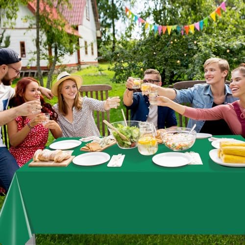 32 Pack Green Plastic Tablecloth for Rectangle Tables, Premium Decorative Green Disposable Table Cloths for Parties, Rectangle Party Table Cover for Birthday Anniversary Graduation Picnic, 54x108 Inch - Image 5