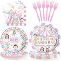 Grencian 96Pcs Pink Circus Carnival Birthday Party Supplies, Serves 24 by Grencian