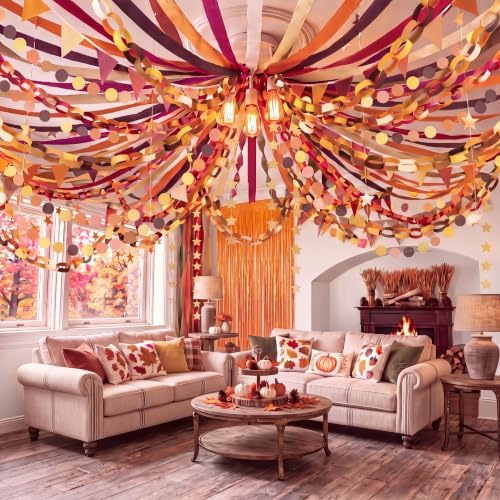 Fall Paper Chains Garland 574 ft Crepe Streamers for Party Decor by Unknown