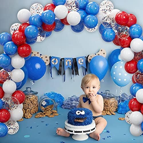 62Pcs Red White and Blue Balloons Kit - 12 Inches Red White Blue Confetti Party Balloons for 4th of July Independence Memorial Day Patriotic Party Decorations - Image 6