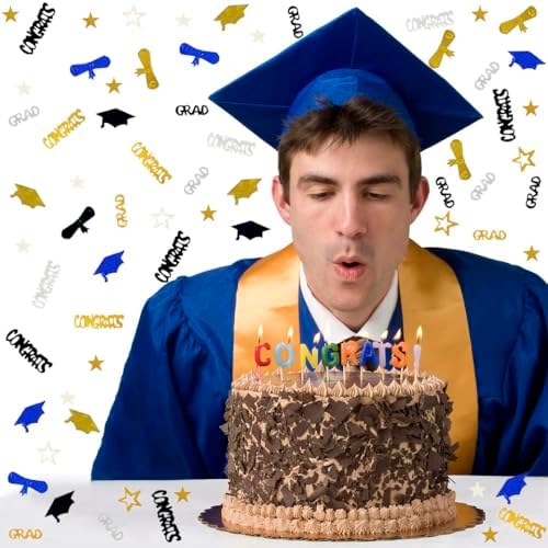 Blue Graduation Confetti Grad Congrats Diploma Hat Star Shape Table Scatters Confetti for Graduation Decorations Graduation Party Supplies Decorations Confetti Party Sets - Image 7