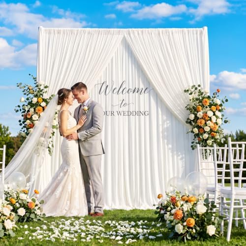 White Backdrop Curtain - 40x10FT Back Drop Curtains for Parties Wrinkle-Free Soft Polyester Photo Backdrop Wedding Decorations Photoground Backdrop Stain-Resistant for Back Drop Stand, 8 Panels - Image 2