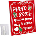 Briwooody Christmas Photo Booth Sign with Stand Retro Background Table by Briwooody