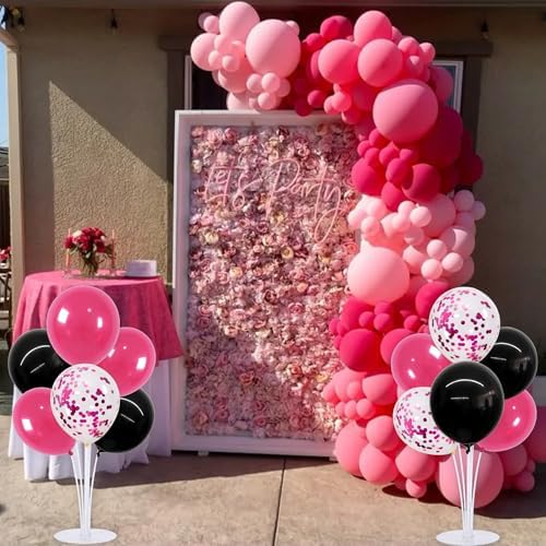 TONIFUL 4 Set Black Hot Pink Balloon Stand Balloon Centerpieces for Table - Image 6