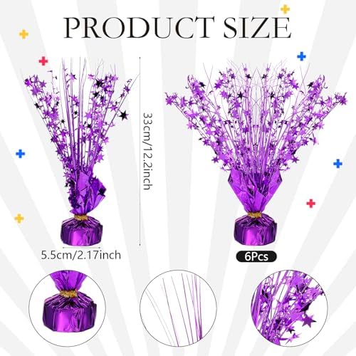 Crowye 6 Pcs Purple Metallic Foil Spray Centerpieces Wedding Table Decor - Image 3