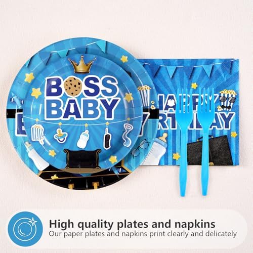 96 Pcs Boss Birthday Party Decorations for Boys, Serves 24 - Image 2