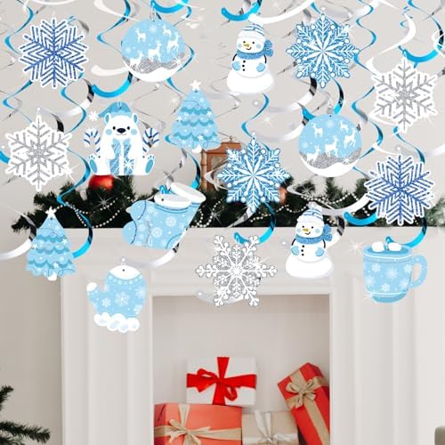 Winter Hanging Decorations, Christmas Spiral Swirls, 30-Pc Winter Decor - Image 2
