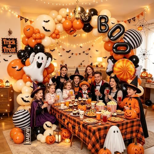 Halloween Balloon Arch Garland Kit, 154Pcs Burnt Orange Black Balloons - Image 3
