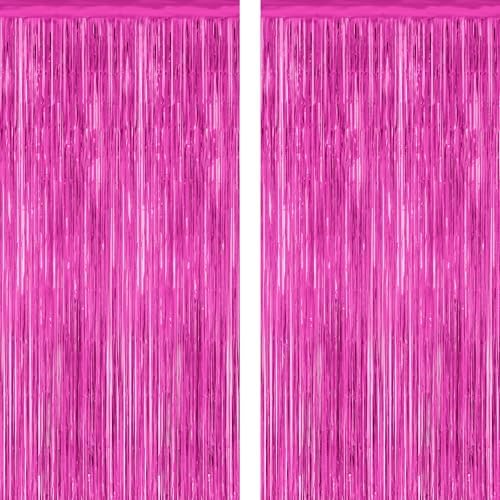 ZATAYE 2 Pack Rose Red Valentines Foil Curtain Streamer Decorations by ZATAYE