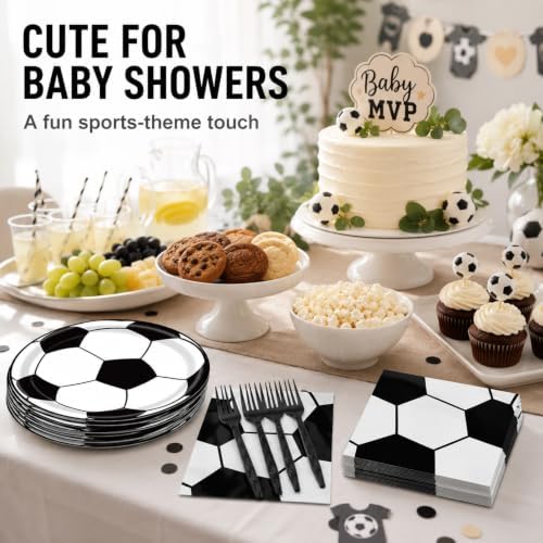 72 Pcs Soccer Plates Napkins and Forks Set, 7 Inch, Serves 24 Guests - Image 7
