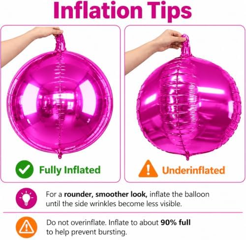 Hot Pink Round Foil Balloons, 12PCS Different Sizes Magenta 4D Balloons - Image 2