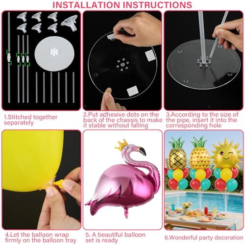 Naozinebi 4 Sets Tropical Birthday Party Balloons Stand Kit Party Decor - Image 3