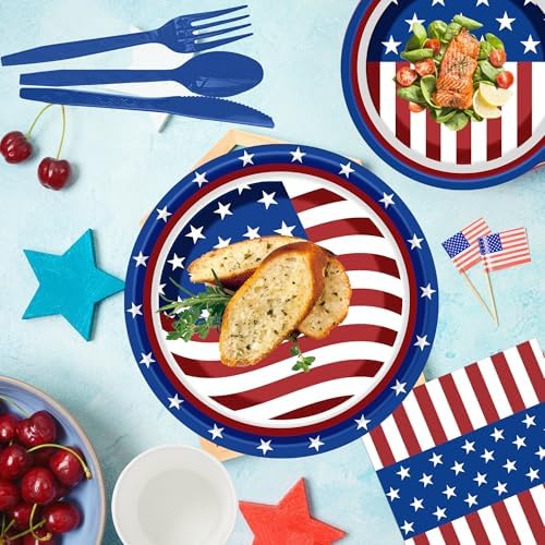 194 Pcs 4th of July Paper Plates and Napkins Party Supplies - Image 4