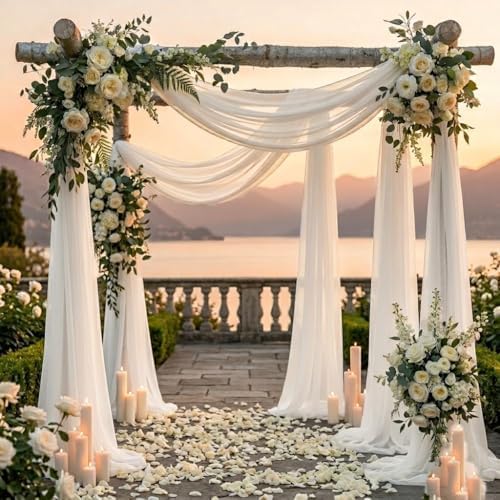 Pack of 1 Wedding Arch Drape Panel Fabric 30" x 20ft - Ivory - Image 4