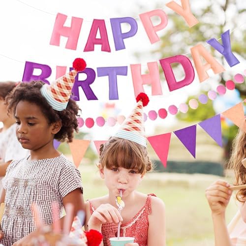CANREVEL 3 PCS Pre-Strung 3D Happy Birthday Banner Decorations, Purple - Image 2