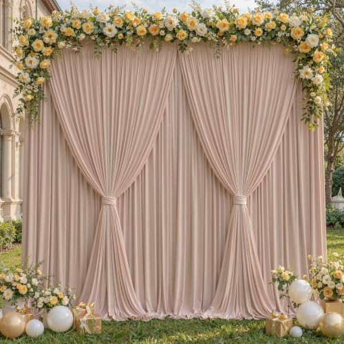 20x10ft Blush Nude Backdrop Curtain Panels for Parties - Wrinkle Free Polyester Photo Curtain Backdrop Wedding Back Drop Fabric Drapes for Party Decorations Background for Photography by WishCare