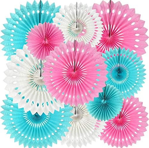 BEISHIDA Honeycomb Round Paper Fans Blue Pink Hanging Party Decoration by Beishida