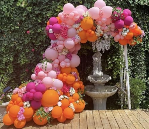 Pink and Orange Balloon Arch Kit, ADOINBY 161Pcs Hot Pink Orange Metallic Gold Latex Balloon Garland kit, 18 12 10 5 Inch Different Size Balloons for Birthday Baby Shower Wedding Party Decorations - Image 6