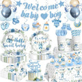 Cocomigo 371Pcs Blue Baby Boy Shower Decorations Tableware Set, Serves 50 by cocomigoPartyHome