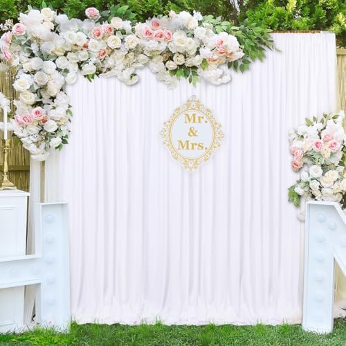 White Backdrop Curtains 30ftx8ft Wedding Polyester Photo Drapes - Image 5