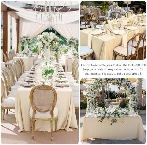 4 Pack Rectangle Tablecloth for 6 Foot Tables Washable Polyester Table Cover for Wedding Dining Table Parties Banquet（60x102 Champagne） - Image 5