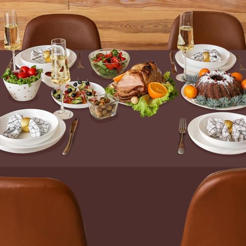 8 Pack Brown Plastic Tablecloth for Rectangle Tables, Premium Decorative Brown Disposable Table Cloths for Parties, Bulk Rectangle Party Table Cover for Birthday, Wedding, Anniversary, 54 x 108 Inch - Image 6