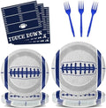 Qyeahkj 25 Guests Cowboys Football Party Plates and Napkins Supplies American Football Team Platters Tableware Set Touch Down Blue & White Decor Favors for Football Fans Boy Sports Team Theme Party by Qyeahkj
