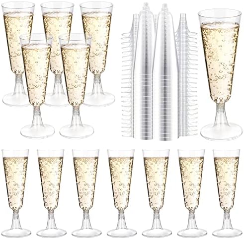 SUREHOME Plastic Champagne Flutes 200 Pack Champagne Glasses Disposable Mimosa Glasses 5 Oz Crystal Clear Plastic Flutes for Party Drinking Cocktail Cups Acrylic Wedding Toasting Glasses Flutes Bulk by SUREHOME